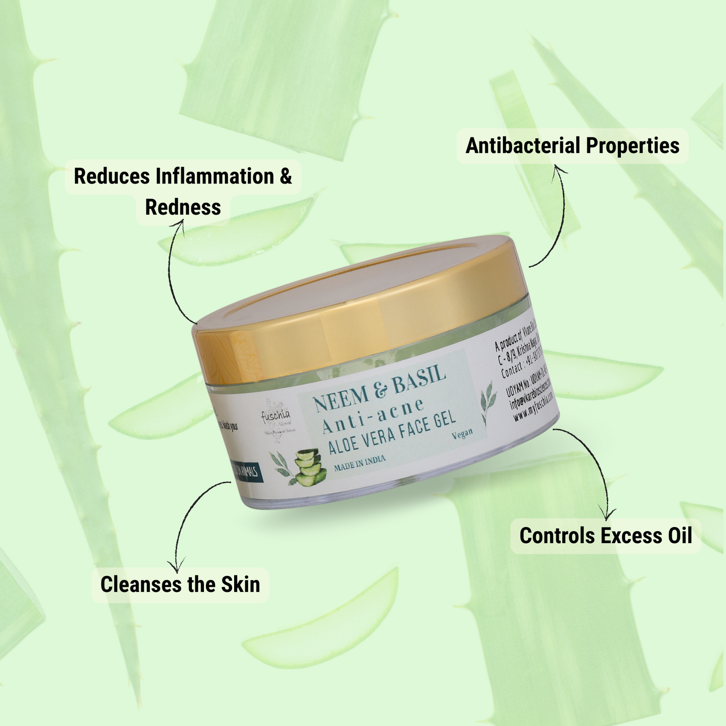 Fuschia Anti Acne Face Gel | Neem & Basil