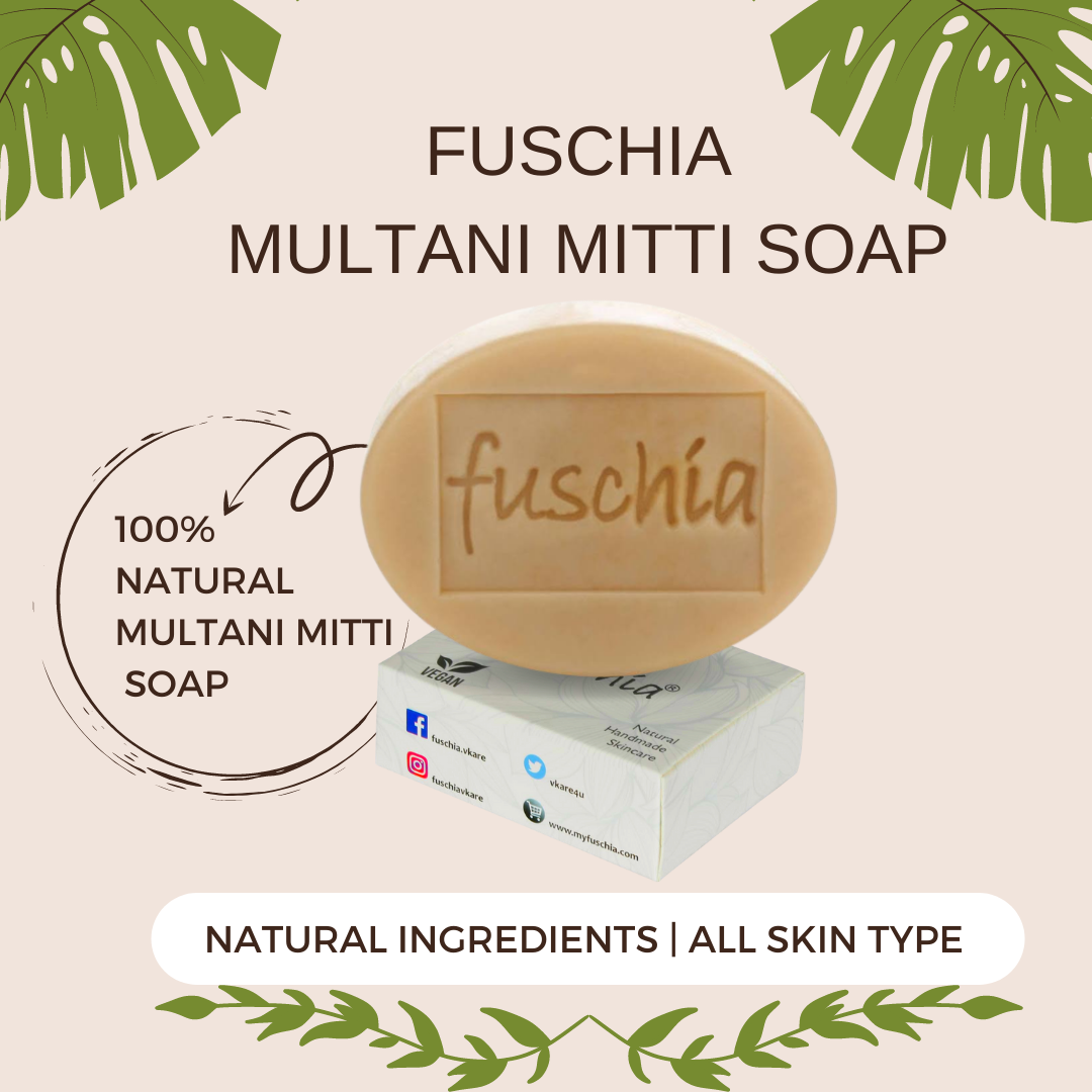 Fuschia Multani Mitti Natural Handmade Glycerine Soap | For Healthy Skin | Soap with Essential Oils | Suitable for All Skin Types | Suitable for Kids above 3 years