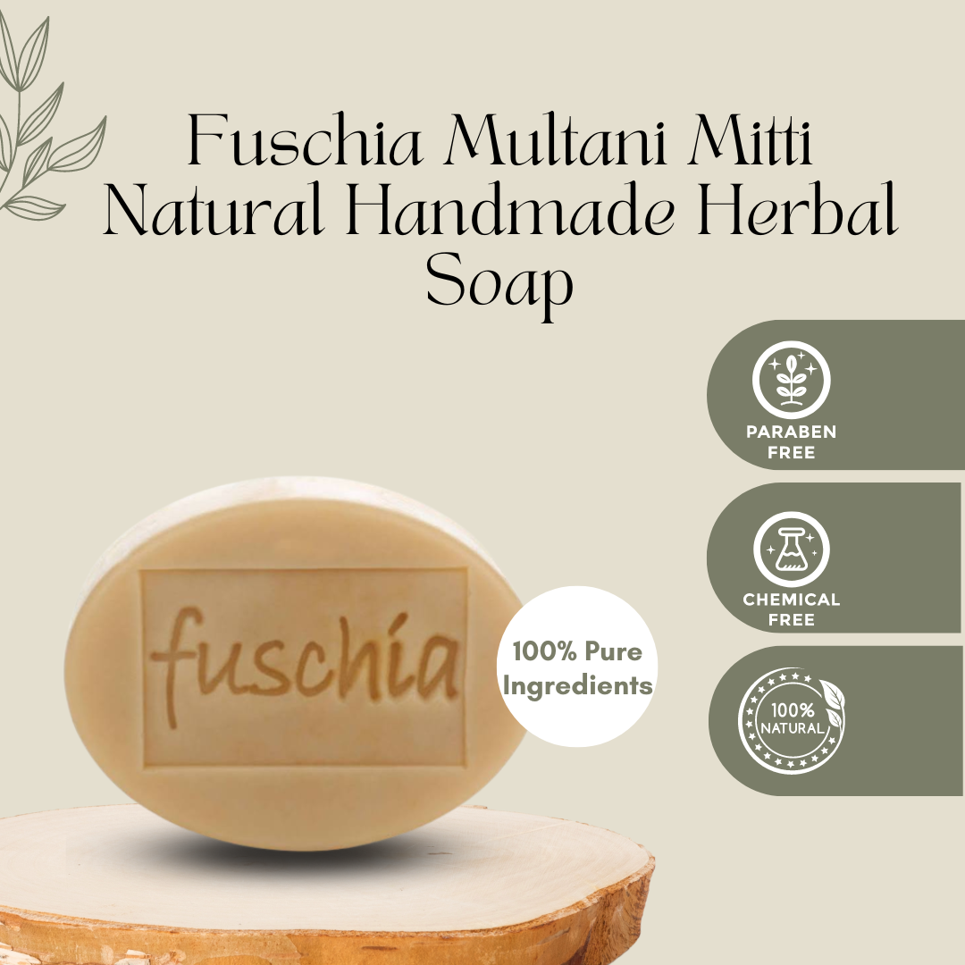 Fuschia Multani Mitti Natural Handmade Glycerine Soap | For Healthy Skin | Soap with Essential Oils | Suitable for All Skin Types | Suitable for Kids above 3 years