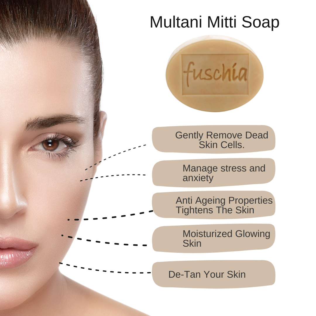 Fuschia Multani Mitti Natural Handmade Glycerine Soap | For Healthy Skin | Soap with Essential Oils | Suitable for All Skin Types | Suitable for Kids above 3 years