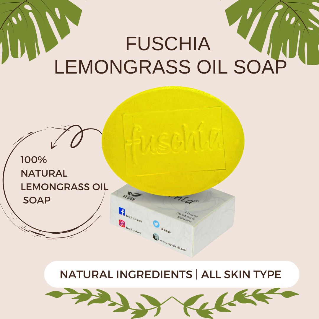 Fuschia Lemongrass Oil Natural Handmade Glycerine Soap | For Healthy Skin | Soap with Essential Oils | Suitable for All Skin Types | Suitable for Kids above 3 years