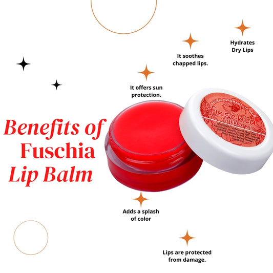 Fuschia Cherry Red Lip Balm | For Naturally Glowing Lips | Smoothes Flaky & Dry Lips | Lip Mask For Soft&Plump Lips | Lightly Tinted